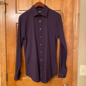 Express Mens Performance Stretch IMX Dress Shirt, deep purple, small, x-slim